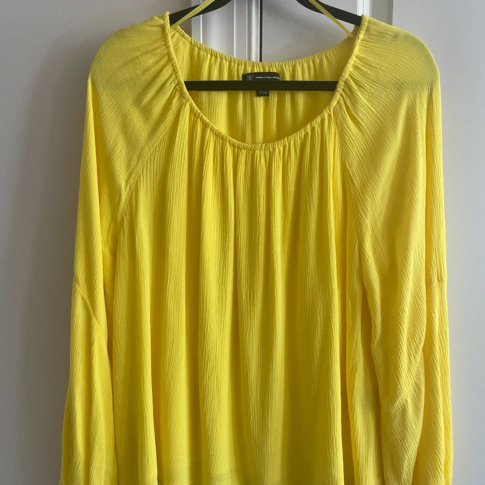 Inc International Concepts Yellow Off-The-Shoulder Long Sleeve Blouse - Size L